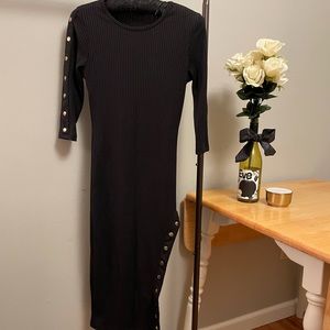 Haute Monde black ribbed midi dress size M